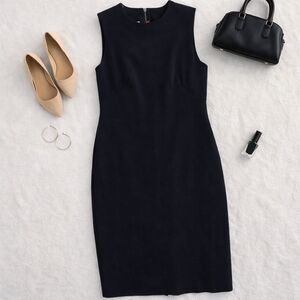 SPANKS Perfect Sheath Dress Sleeveless Black Shapely Zip Back Dress Ladies Small